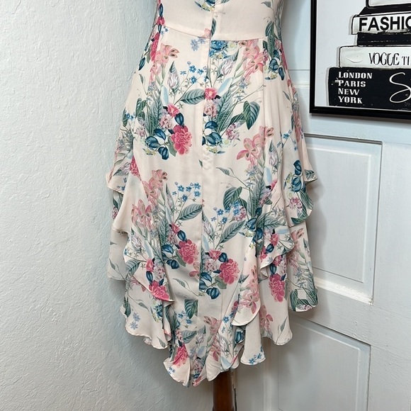 Parker Cream Floral Ruffle Tank Dress Size M - Picture 6 of 8